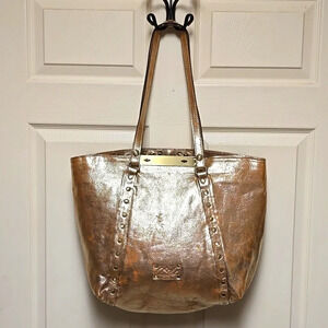 Patricia Nash Benvenuto Tote Heritage Champagne *AND Gold Metallic Wallet *Rare*